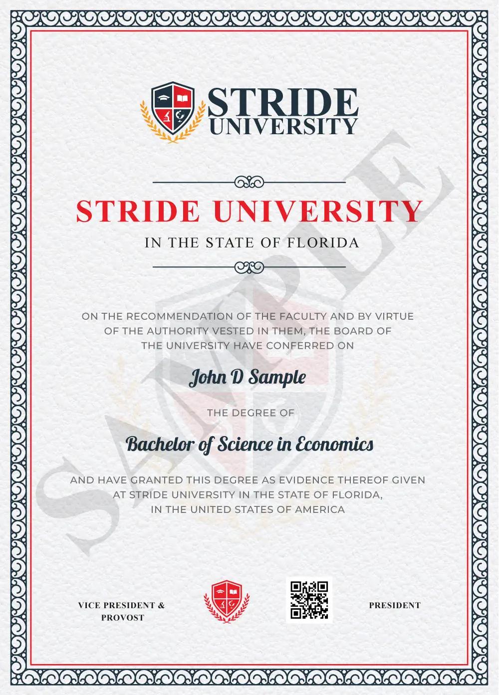 Bachelor of Science in Economics Sample