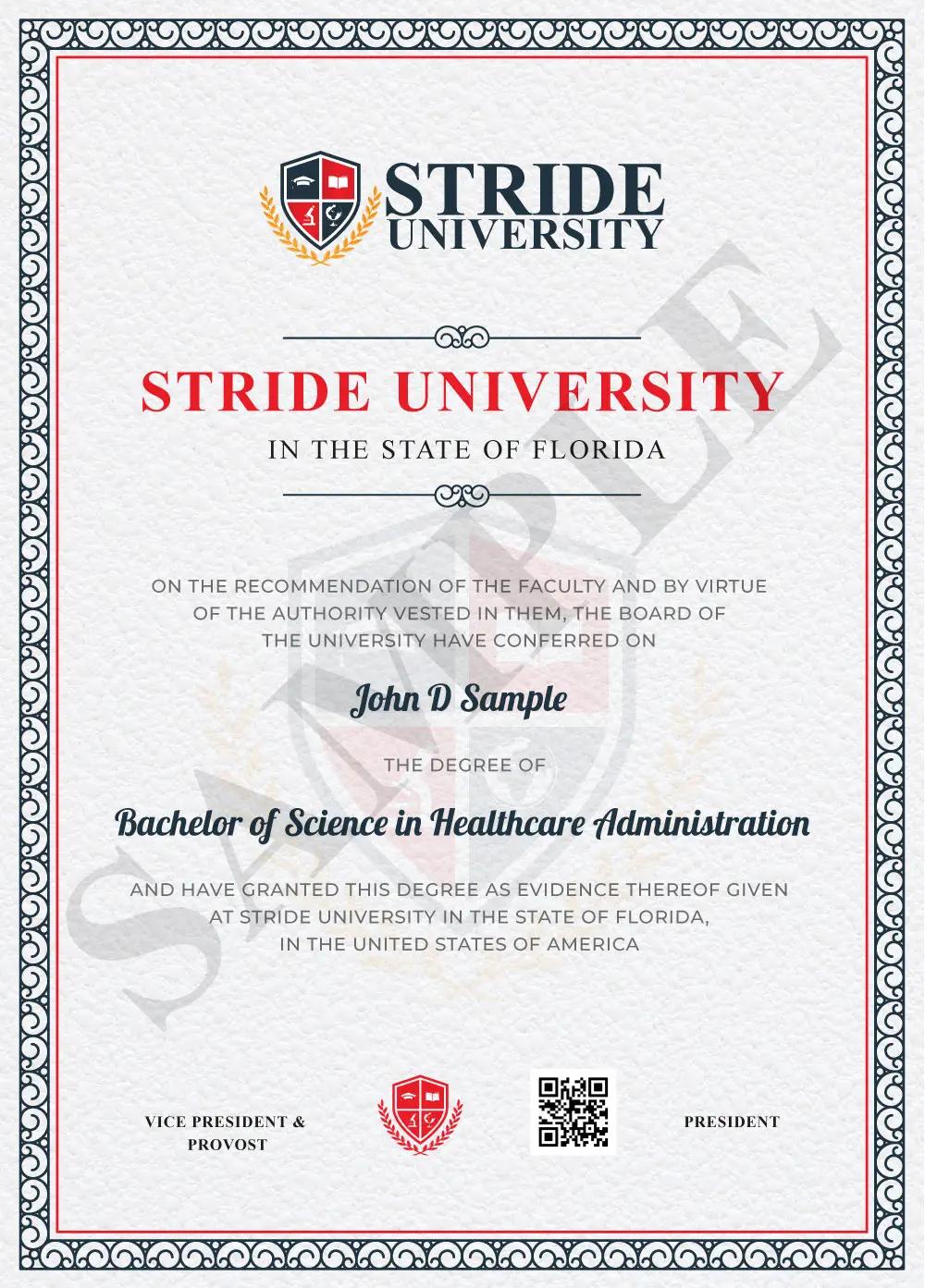 Bachelor of Science in Healthcare Administration Sample