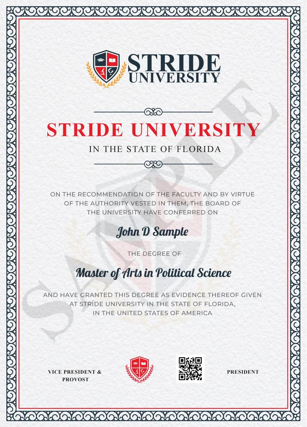 Master of Arts in Political Science Sample